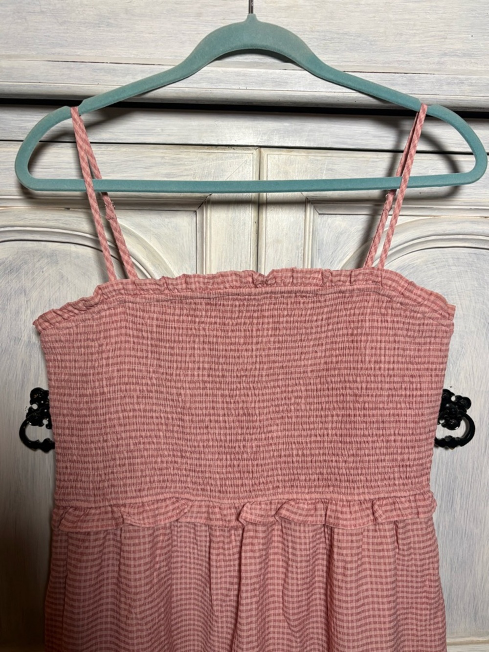 Altar’d State Pink Gingham Plaid Ruffle Babydoll Mini Dress Cottagecore Dainty - Picture 4 of 7